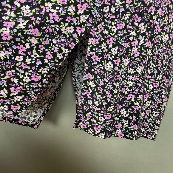 Vintage 90s Floral Dress Deadstock Black Purple Sleeveless Size Large Women Maxi - Picture 10 of 13